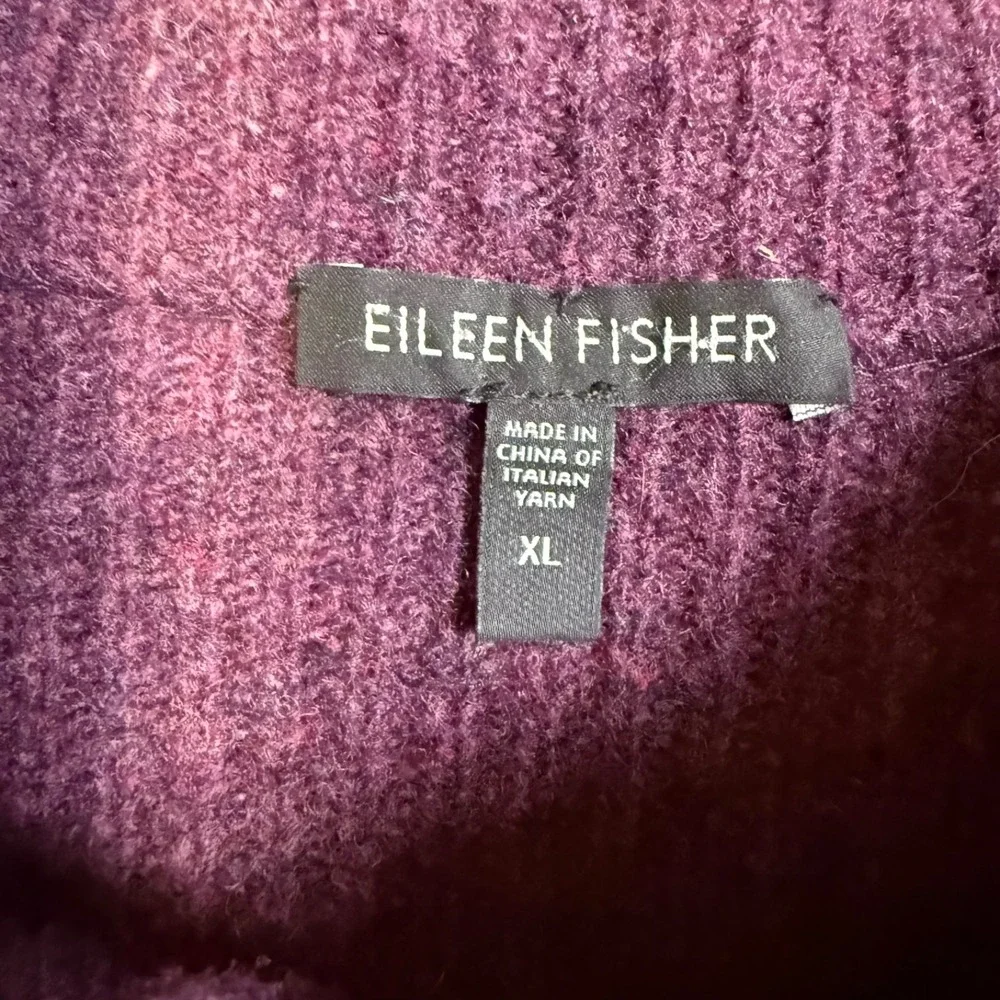 Eileen Fisher Sweater Long Sleeve Button Front‎ Cashmere Wool | Purple | Size XL